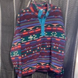 Mens Columbia Aztec print henley Fleece pull over sweatshirt size medium